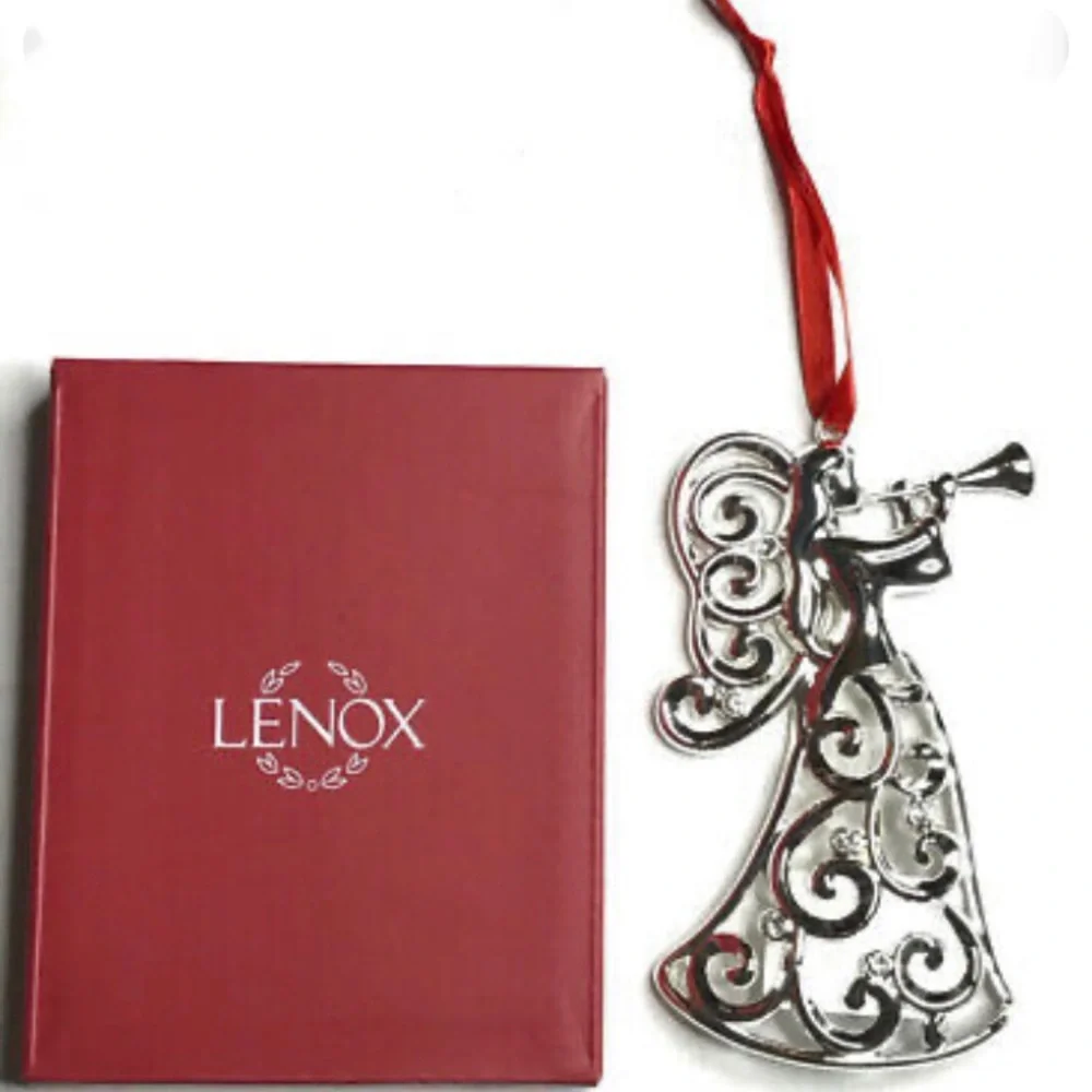 Lenox Angel with Trumpet Horn Silver Plated Christmas Holiday Ornament